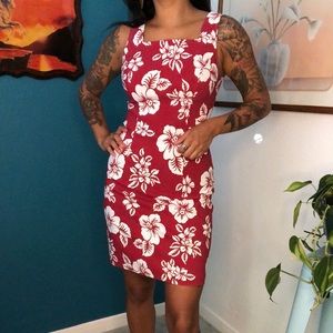 Vintage 90s Hawaiian floral print bodycon dress